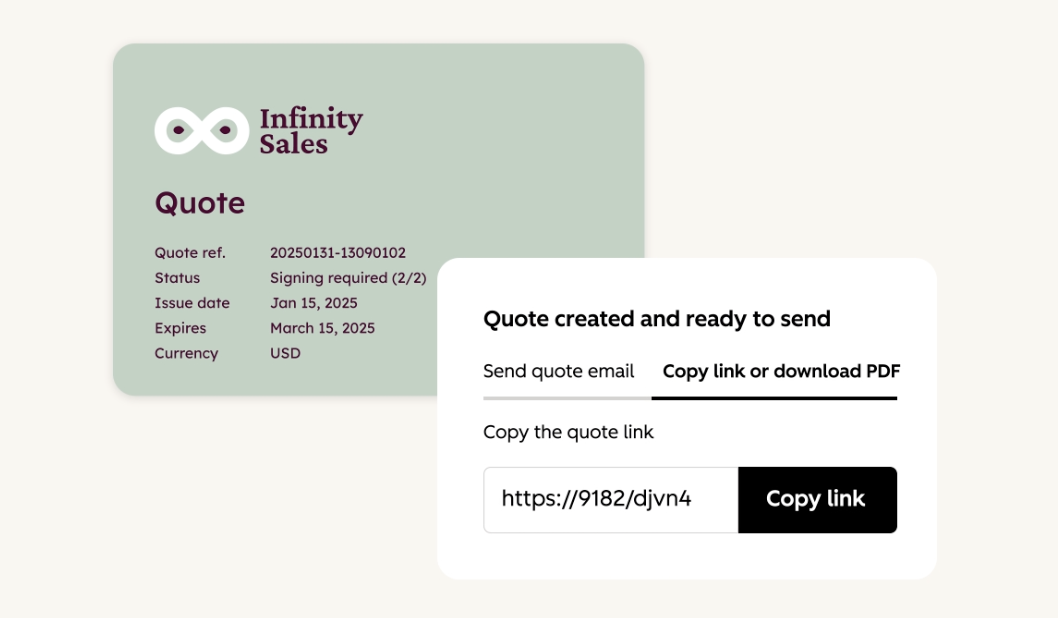 Screenshot: Commerce Hub quotes & invoicing view