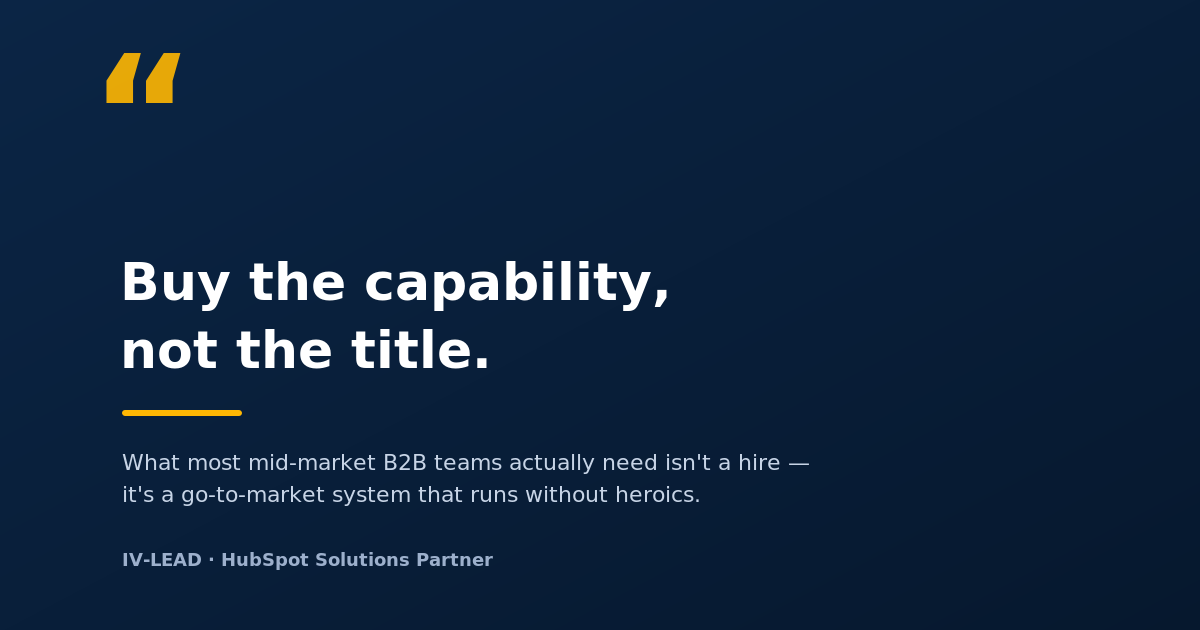Buy the capability, not the title