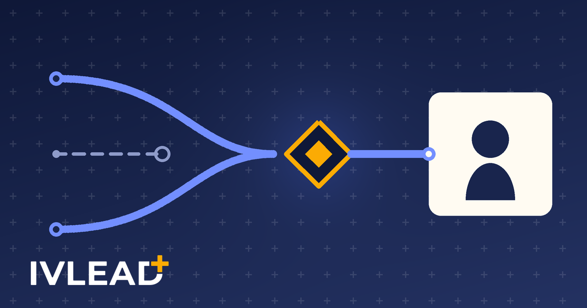 Two blue routes converge on a gold checkpoint; one continues to a contact record, a third dashed route stops short.