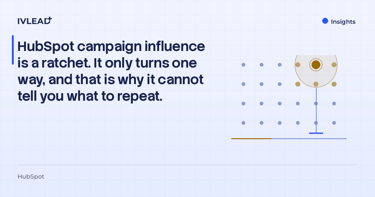 HubSpot campaign influence is a ratchet. It only turns one way, and that is why it cannot tell you what to repeat. — IV-Lead